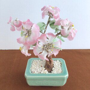 Vintage Glass Cherry Blossom Bonsai Tree